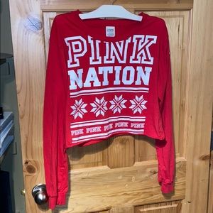 Victoria’s Secret Pink Red Snowflake Crop Top